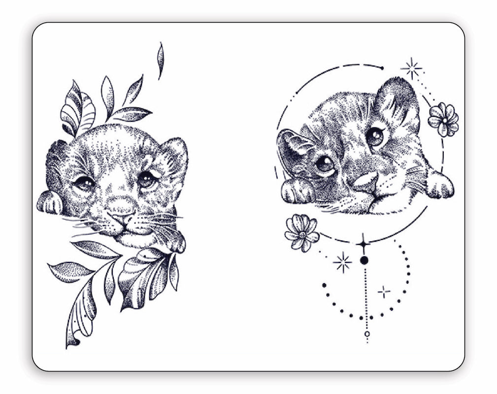Lion Cubs Semi-Permanent Tattoo